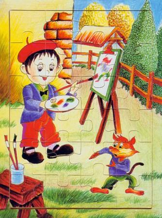 Holzpuzzle Lustiger Maler, 25 x 18cm, 24 Teile