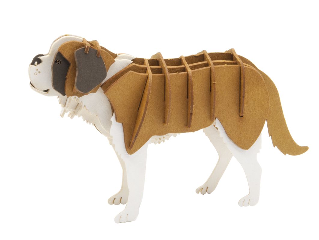 3D Modell Bernhardiner Hund, Bausatz aus Spezialkarton, gelasert