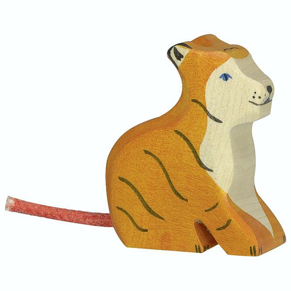 Holztiger Spielfigur, Tiger, klein, sitzend