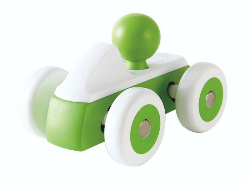 hae0067a Grüner Flitzer, Spielzeugauto aus Holz und Kunststoff, ab 12 Monate