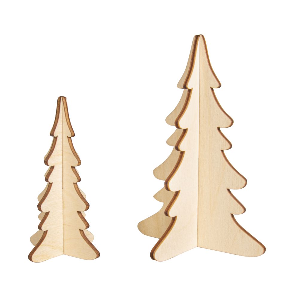 Holzsteckteile, Holzbäume Tannen, 2 Stück