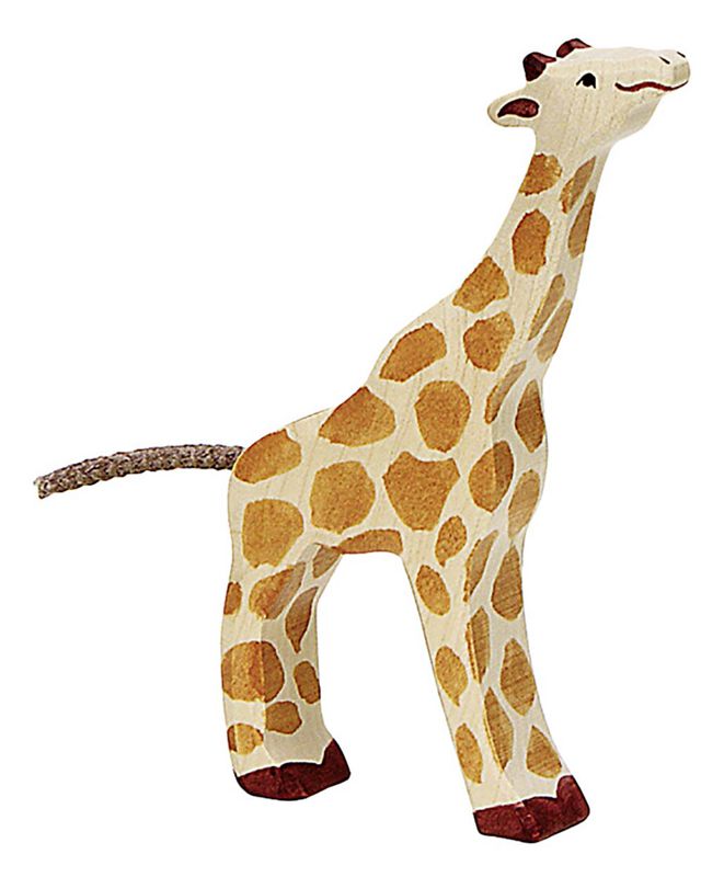 Holztiger Spielfigur Giraffe, klein, fressend