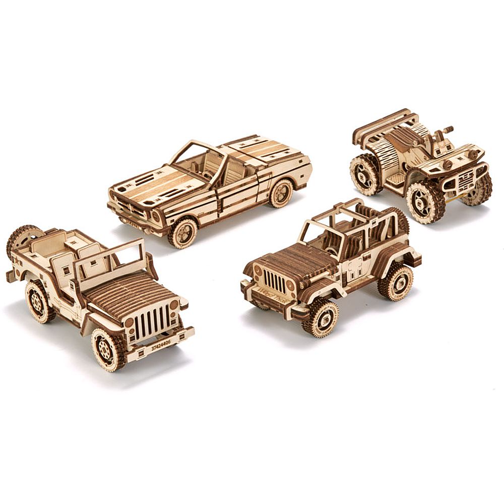 WT501906_1 Wood Trick: Set of Cars,  Fahrzeug - Holzbausätze im 4er-Set