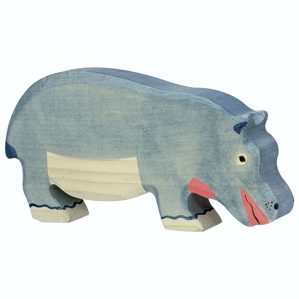 Holztiger Spielfigur, Nilpferd, fressend