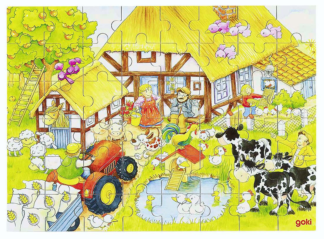 GK57619 Puzzle aus Holz, Oma's und Opa's Bauernhof, Holz, 48 Teile aus Holz