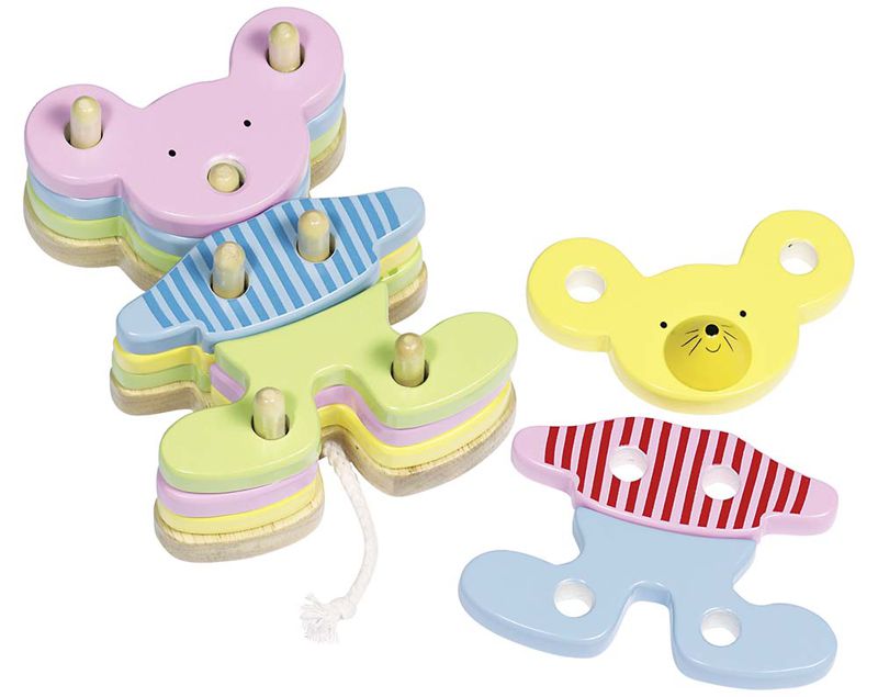 Stapelmaus Milly, 13 Teile aus Holz