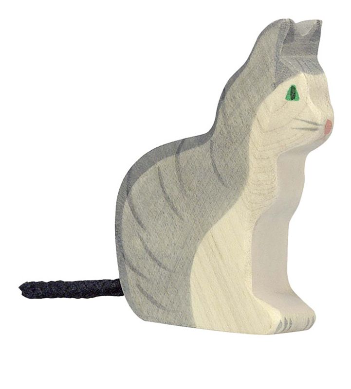 Holztiger Spielfigur Katze, sitzend