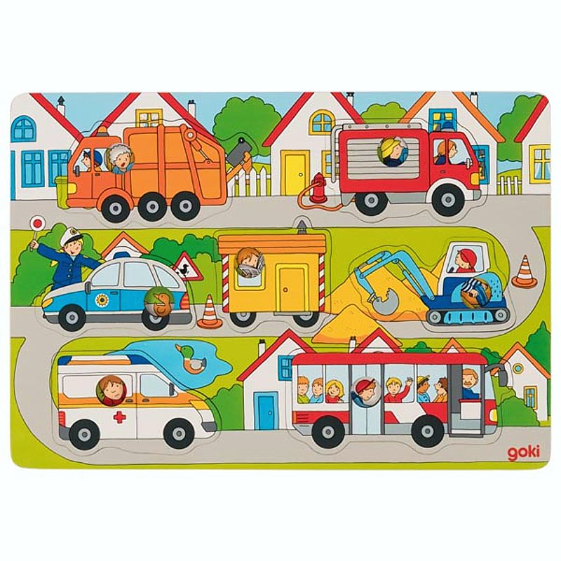 Hintergrundbildpuzzle Auf der Straße, Holz, 7 Puzzleteile