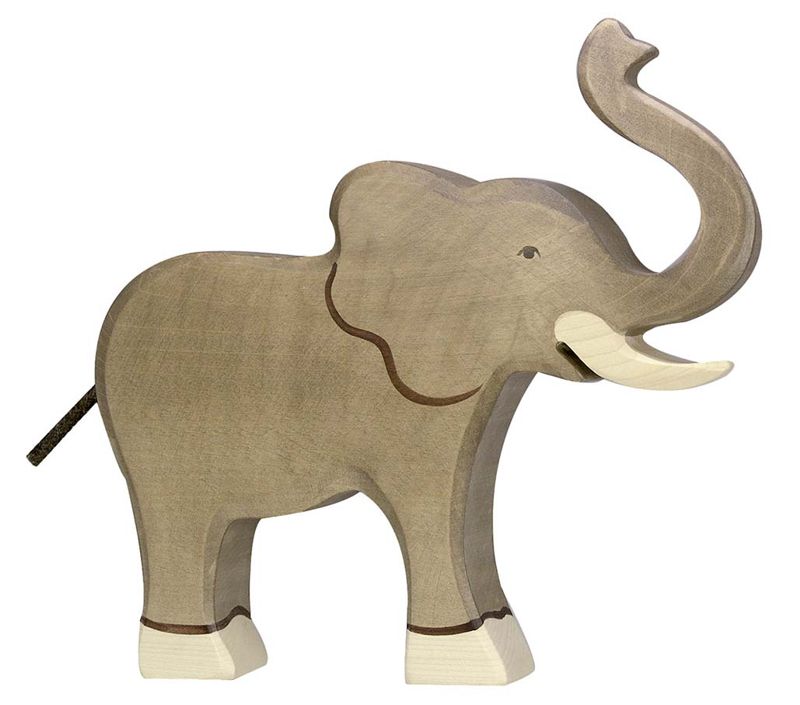 gk80148 Holztiger Spielfigur Elefant, Rüssel hoch