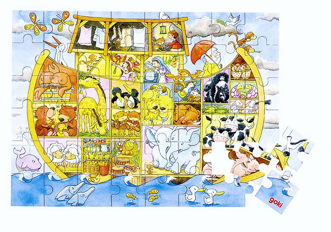 Puzzle aus Holz, Leben in der Arche Noah, 48 Teile aus Holz
