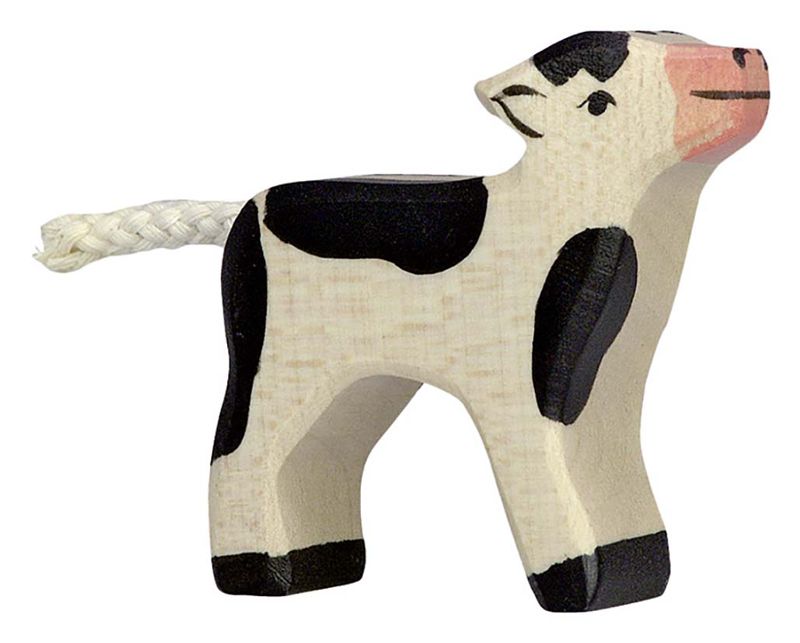 gk80006 Holztiger Spielfigur Kalb, stehend, schwarz
