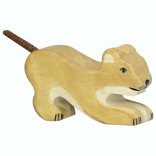 Holztiger Spielfigur, Löwe, klein, spielend