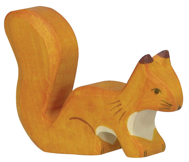 gk80107 Holztiger Spielfigur Eichhörnchen, stehend, orange