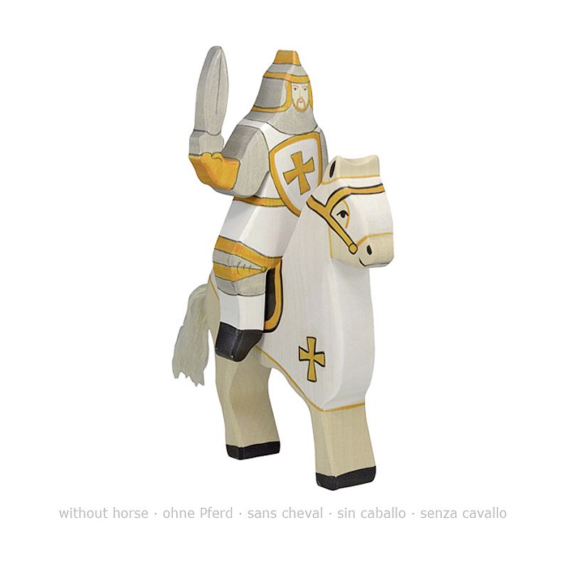 GK80256 Holztiger Spielfigur Turnierritter, weiß (ohne Pferd)
