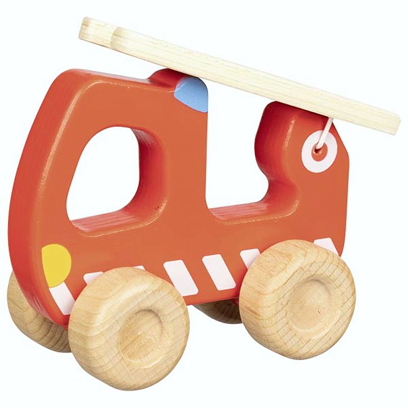 GK55880_1 Schiebefahrzeug Feuerwehr Leiterwagen, ab 2 Jahre, Holz
