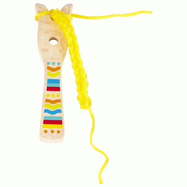 gk58520 Strickgabel aus Holz, mit 4 Fäden