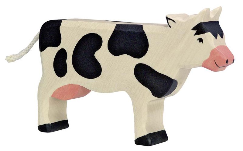 gk80003 Holztiger Spielfigur Kuh, stehend, schwarz