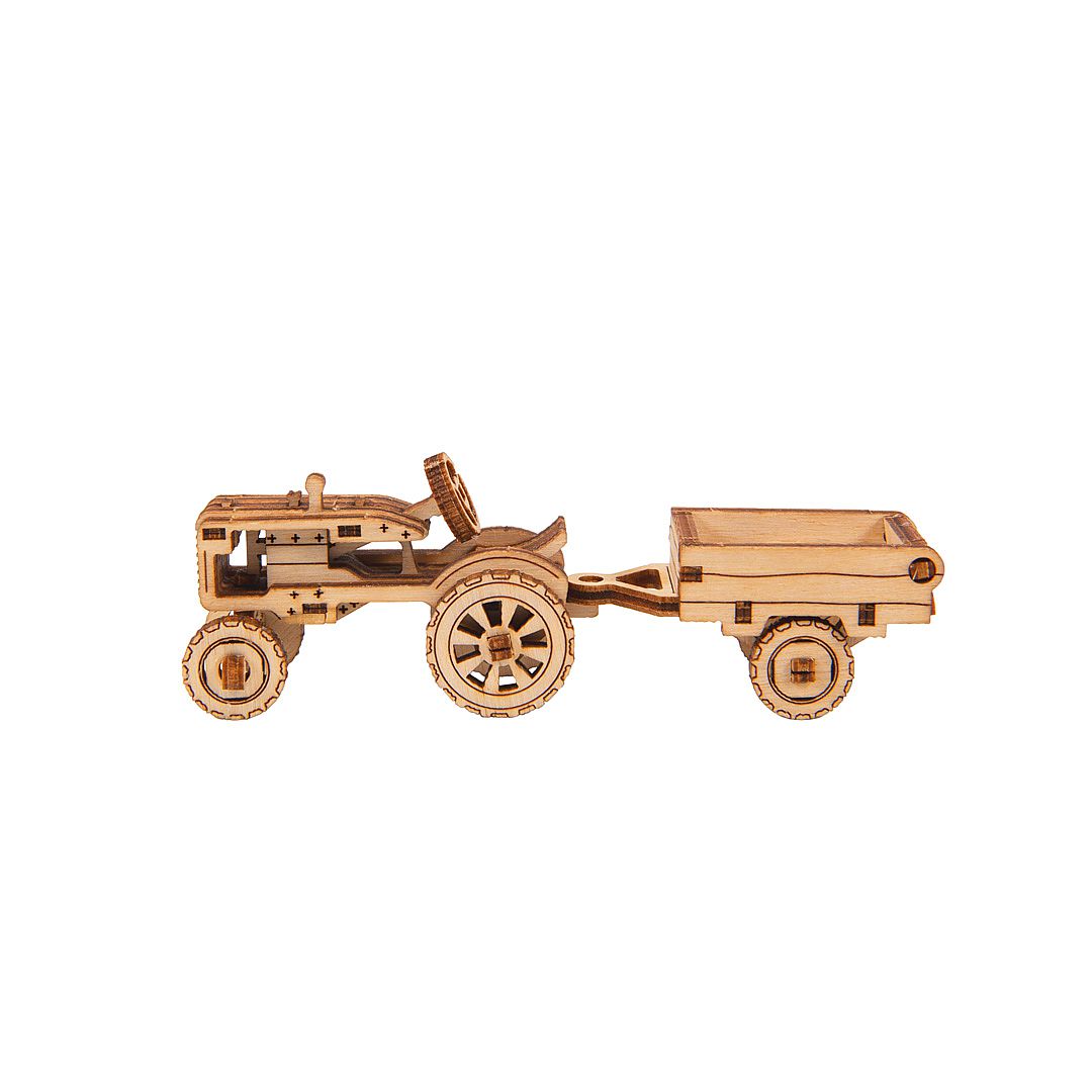 WC502385_1 Wooden City Superfast, 3D Holzbausatz Work Horse 3 Classic Tractor + Trailer