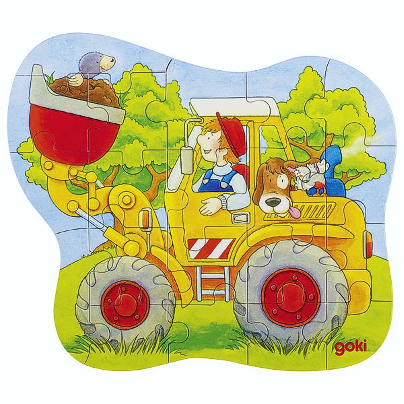 gk57518_3 Konturenpuzzle Radlader, 20 Puzzleteile aus Holz