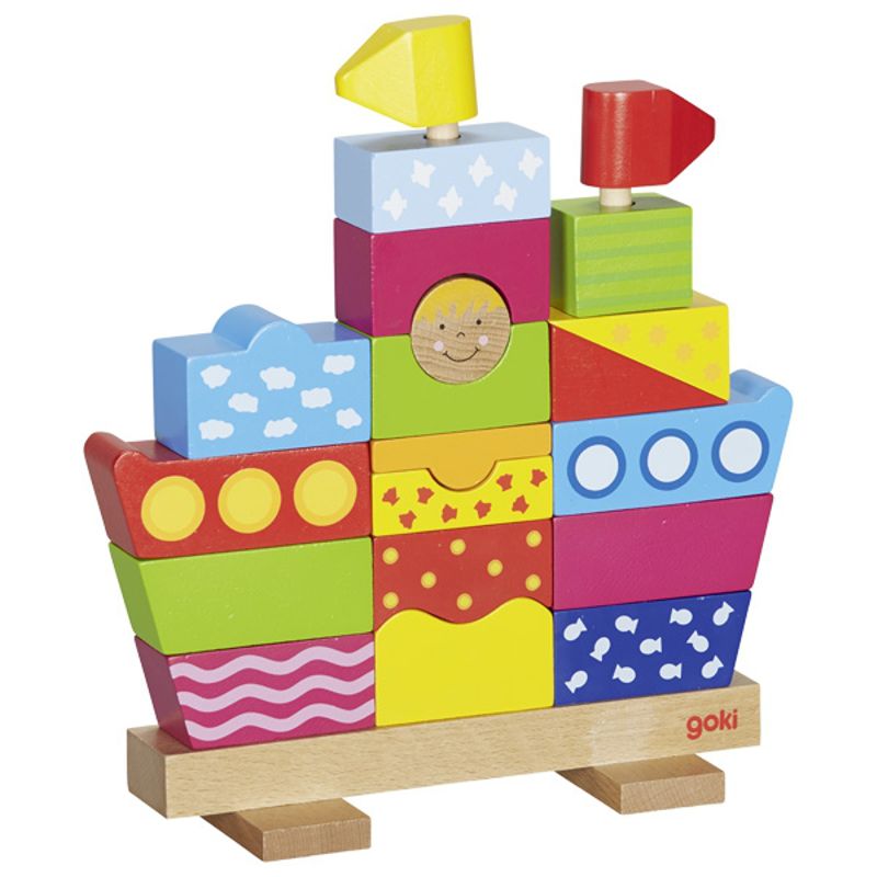 Steckfigur Schiff, 20 Teile aus Holz