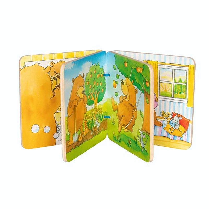 Bilderbuch Der kleine Bär, aus Holz, ab 1 Jahr, aufgeschlagen