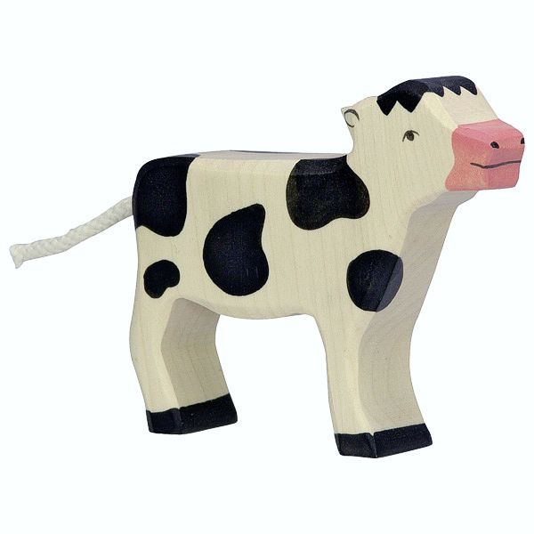 gk80005 Holztiger Spielfigur Kalb, stehend, schwarz