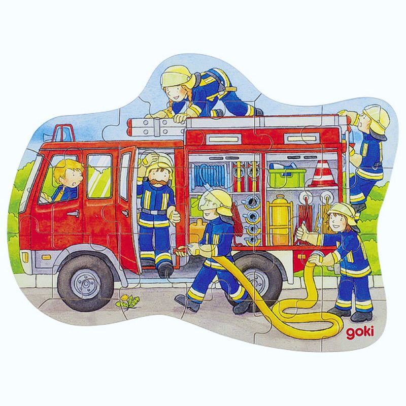Konturenpuzzle Feuerwehr, 22 Puzzleteile aus Holz