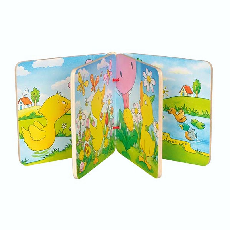 Bilderbuch Die kleine Ente, aus Holz, ab 1 Jahr, aufgeschlagen