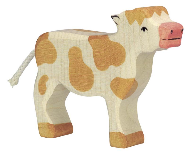 gk80012 Holztiger Spielfigur Kalb, stehend, braun