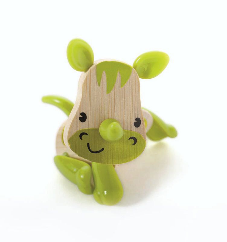 Tierfigur Nashorn, aus Bambus und Kunststoff
