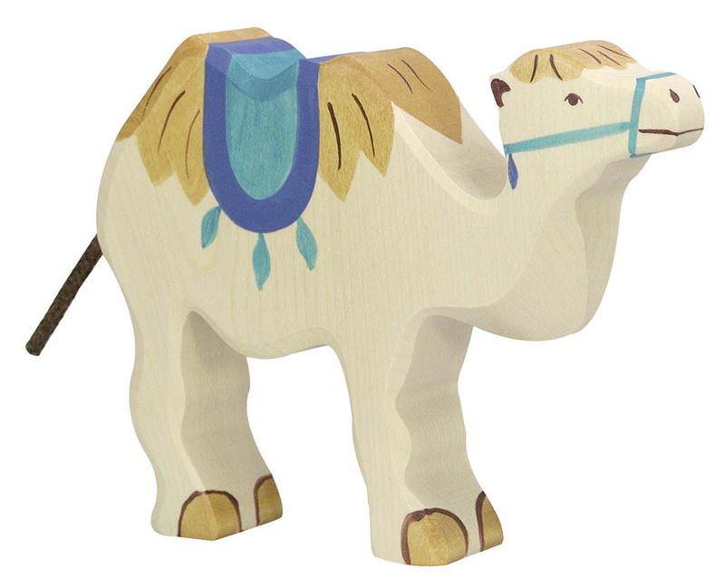 Holztiger Spielfigur Kamel mit Sattel