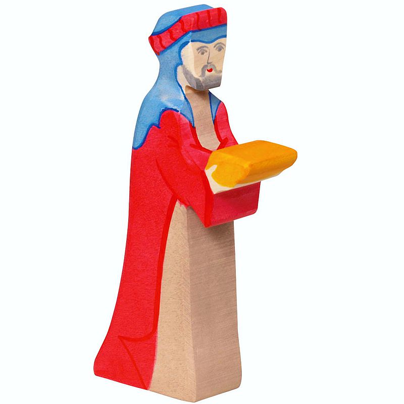 Holztiger Krippenfigur Caspar 2, rot