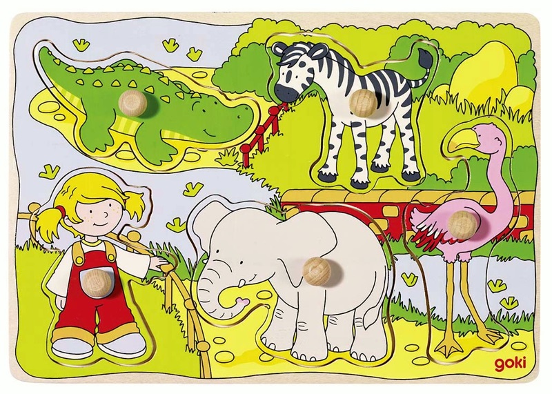 gk57590 Steckpuzzle Im Zoo, 5-teilig, Holz
