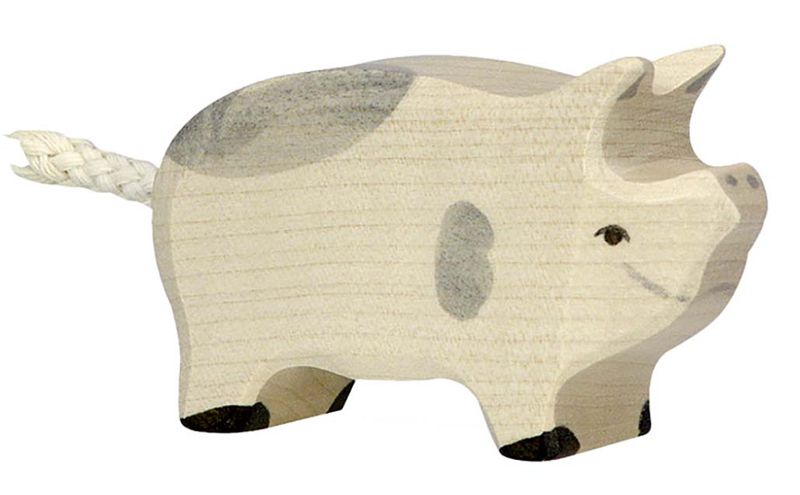 Holztiger Spielfigur Ferkel, gefleckt