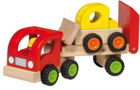 Holzspielzeug Mini Tieflader mit Radlader