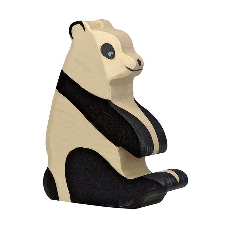 Holztiger Spielfigur Pandabär, sitzend