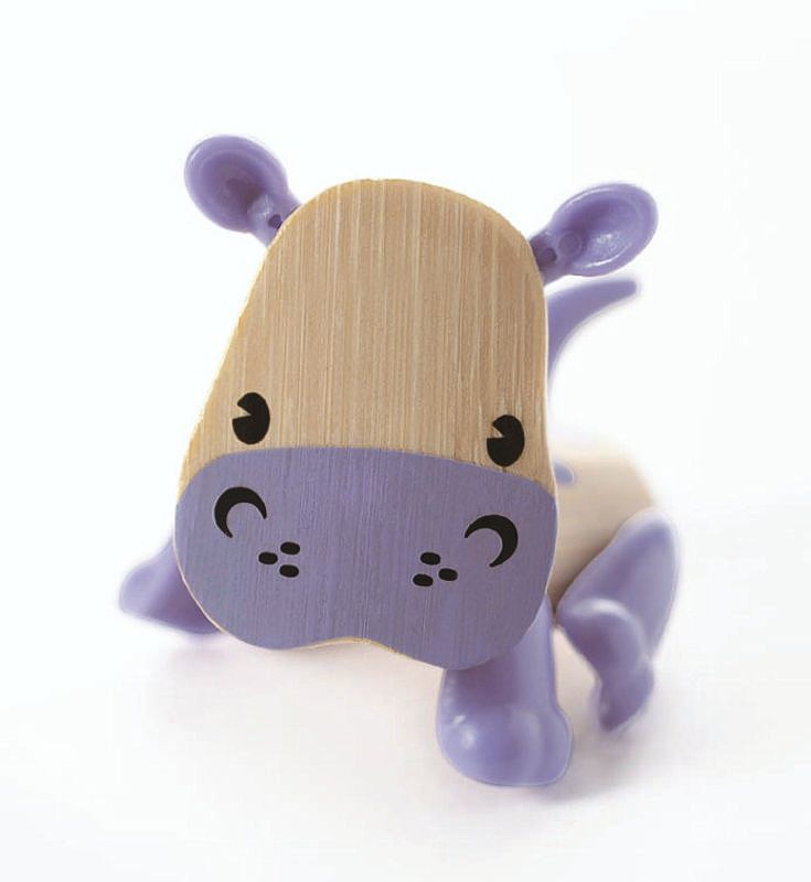 Tierfigur Nilpferd, aus Bambus und Kunststoff