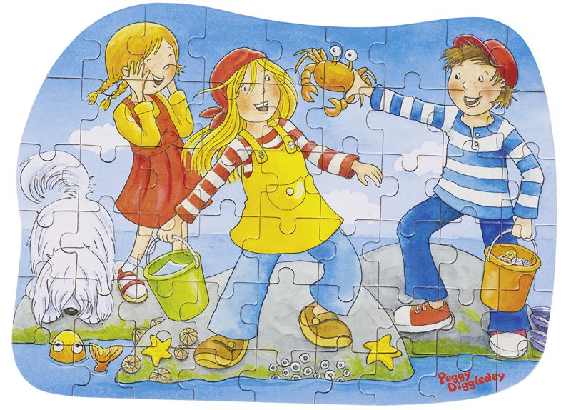 gk57490-1 Konturenpuzzle Peggy Diggledey, Am Wasser, 54 Teile aus Holz