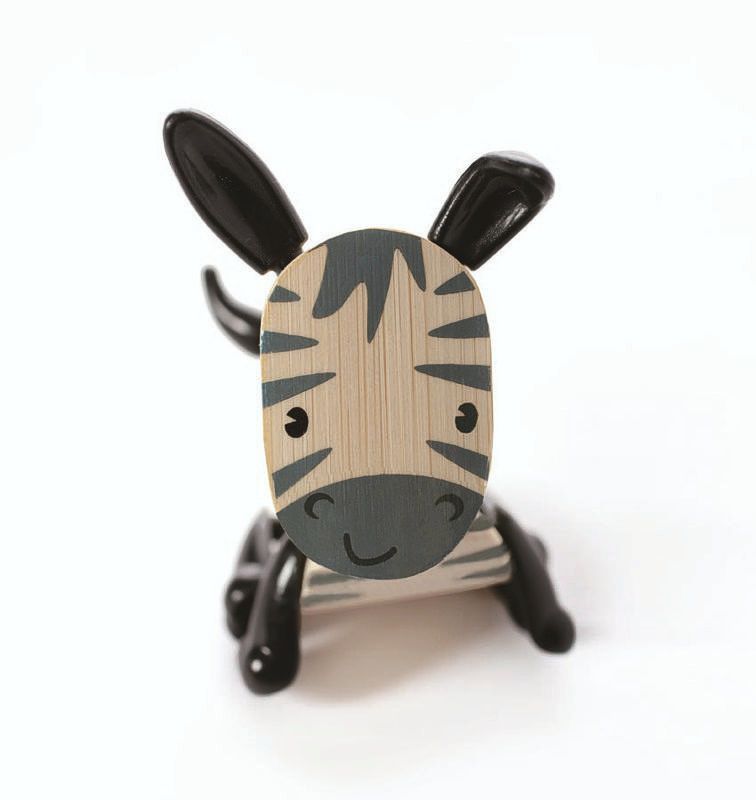 Tierfigur Zebra, aus Bambus und Kunststoff