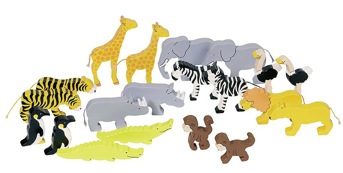 GK53942_1 Holzspielzeug Afrika Tiere, 20 Stück im Set