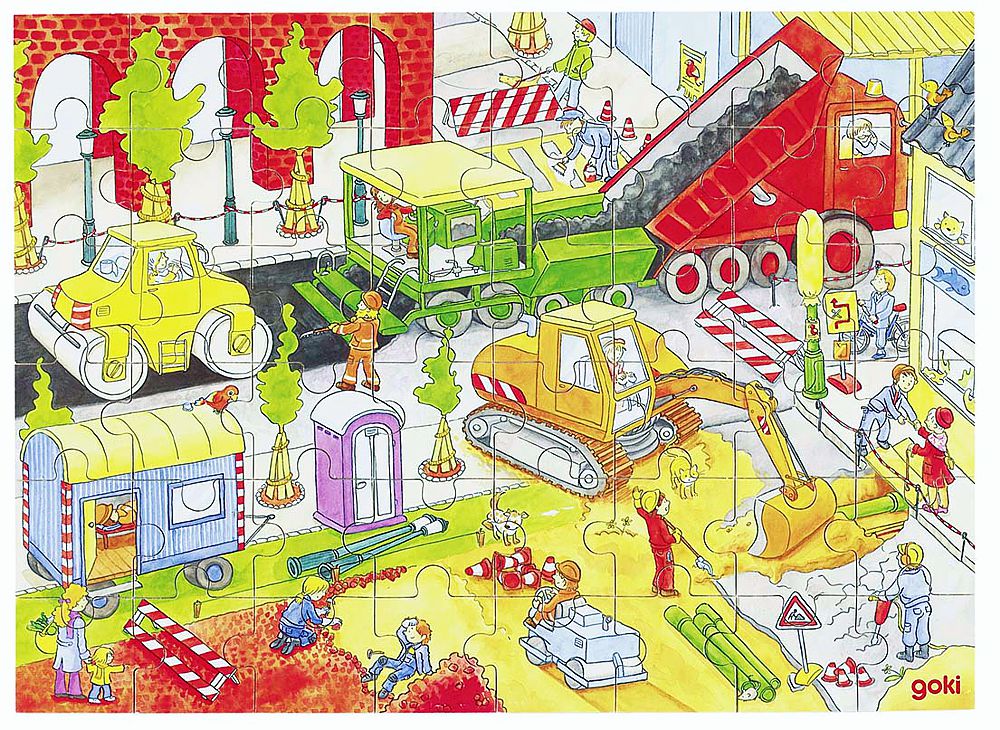 Puzzle aus Holz, Auf der Baustelle, 48 Teile aus Holz