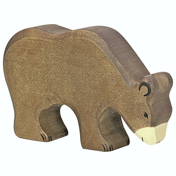 gk80184 Holztiger Spielfigur Braunbär, fressend