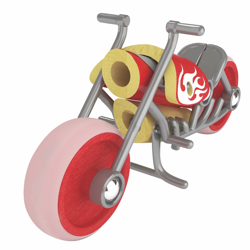 e-Chopper Spielzeugmotorrad aus Bambus und Kunststoff
