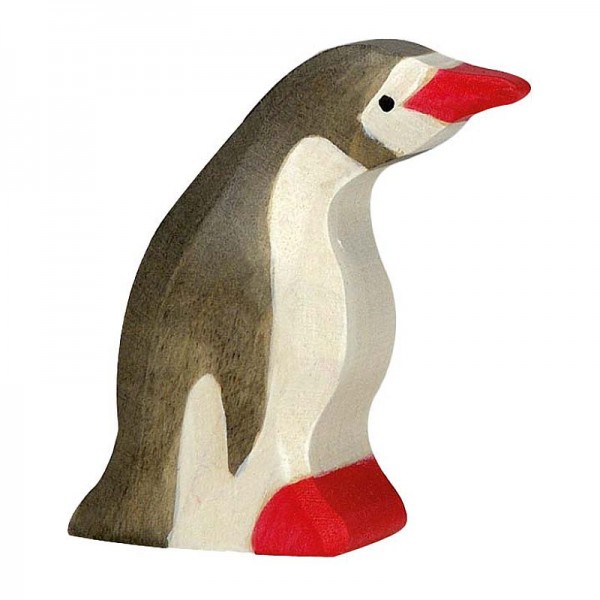 Holztiger Spielfigur Pinguin, klein, Kopf nach vorn
