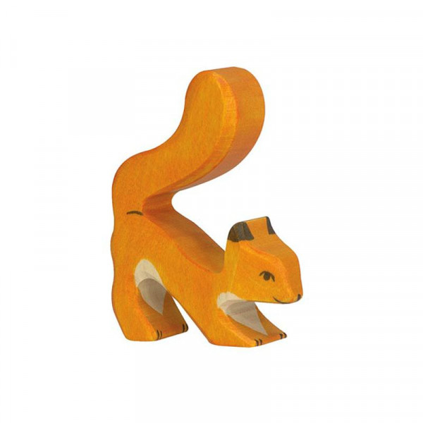 Holztiger Spielfigur Eichhörnchen, orange