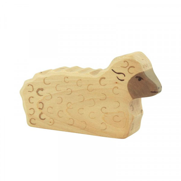 Holztiger Spielfigur Schaf, liegend