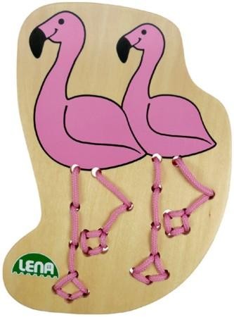 Holz Fädeltier Flamingo