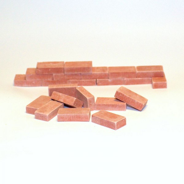 Miniaturmauersteine, Ziegelsteine M 1:12 - ziegelrot hell, 100 Stk