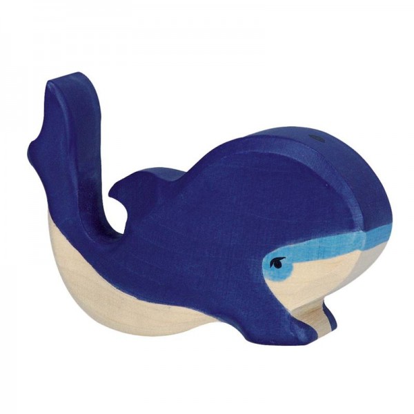 Holztiger Spielfigur Blauwal, klein