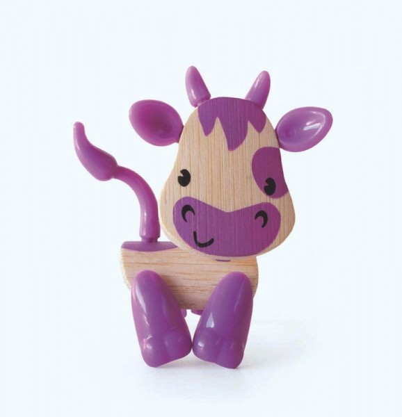 Tierfigur Kuh, aus Bambus und Kunststoff